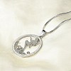 201 Stainless Steel Crystal Rhinestone Ring with Mermaid Pendant Necklaces for Women NJEW-P327-02P-3