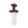 Dagger Shape Glass Seed Beads Beaded Pendants PALLOY-CJ00135-01-1