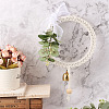 Cotton Rope & Wood Beads Knitting Wind Chime Pendant CF-TAC0001-08-6