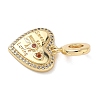 Brass Micro Pave Clear Cubic Zirconia European Dangle Charms KK-D502-14B-G-2