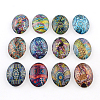 Mixed Pattern Glass Oval Flatback Cabochons for DIY Projects GGLA-R022-45x35-100-1