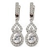 Gourd Rack Plating Brass Micro Pave Cubic Zirconia Hoop Earrings EJEW-I304-13P-01-1