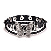 Butterfly Alloy PU Imitation Leather Cord Braided Bracelets FS-WG2E2BB-02-1