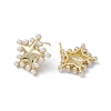 Long-Lasting Plated Brass Stud Earrings with Plastic Pearl for Women X-EJEW-A088-09G-2