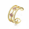 Cubic Zirconia Star Open Cuff Ring RJEW-N037-006D-3