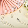 Alloy with Plastic Beads Hair Sticks for Women Girls OHAR-WH20010-08P-6