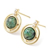 Dyed Synthetic Turquoise Half Round Dangle Stud Earrings EJEW-B027-01G-01-1