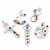 Vintage Chakra Jewelry Brass Natural & Synthetic Mixed Stone Pendants G-I114-M-1