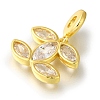 Leaf Rack Plating Brass Micro Pave Clear Cubic Zirconia Pendant KK-H485-08G-2