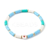 Polymer Clay Heishi Beads Stretch Bracelets Sets for Valentine's Day BJEW-JB06298-01-8
