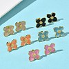 Flower Brass Enamel Stud Earrings EJEW-P341-03G-1