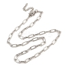 Non-Tarnish 304 Stainless Steel Paperclip Chain Necklace for Women NJEW-C011-03P-01-1
