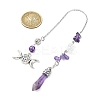 Pointed Faceted Bullet Natural Amethyst & Opalite Chip Dowsing Pendulums PALLOY-JF03067-3