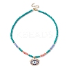 Horse Eye Alloy Enamel Pendant Necklace NJEW-JN04389-2