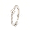 Clear Cubic Zirconia Initial Letter Adjustable Ring RJEW-C052-01P-S-1