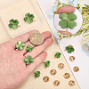12Pcs 3 Size Green Resin Clover Lapel Pin Brooch JEWB-CA0001-39-3