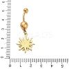 304 Stainless Steel Crystal Rhinestone Carved Barbell Dangle Belly Rings STAS-C147-18A-G-4