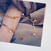 Brass Micro Pave Cubic Zirconia Strawberry Charm Bracelets for Women WH-WG7C0FD-01-4