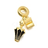 Brass Enamel Badminton European Dangle Charms KK-C087-11G-2