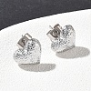 Textured Heart 304 Stainless Steel Stud Earrings EJEW-G453-06P-2