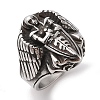 Viking 304 Stainless Steel Angel Cross Sword Wide Finger Rings for Mens RJEW-U005-03AS-1