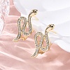 Brass Clear Cubic Zirconia Hoop Earrings EJEW-Q014-36G-1