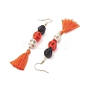 3 Pairs 3 Colors Halloween Skull Synthetic Dyed Turquoise Dangle Earrings EJEW-JE05883-6