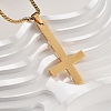 304 Stainless Steel Christian Upside Down Cross Pendant Box Chain Necklaces NJEW-NH0001-07G-2