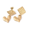 304 Stainless Steel Heart with Rhombus Dangle Stud Earrings for Women EJEW-G328-20-3