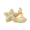 Brass Pave Clear Cubic Zirconia Pendants KK-G554-09A-G-2