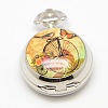 Openable Flat Round Alloy Bike Printed Porcelain Quartz Watch Heads for Pocket Watch Necklaces Making WACH-M111-07-1