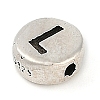 925 Sterling Silver Flat Round with Letter Beads STER-G044-01AS-L-2