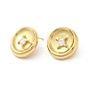 Rack Plating Brass with Cubic Zirconia Flat Round Stud Earrings EJEW-G382-25G-2