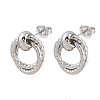 304 Stainless Steel Textured Ring Stud Earrings EJEW-P324-04P-4