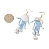3Pairs Glass & Natural Shell & Non-magnetic Synthetic Hematite Dangle Earrings EJEW-MZ00383-5