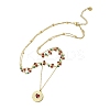 304 Stainless Steel Siam Rhinestone Heart Pendant Cherry Link Chain Double Layer Necklaces for Women NJEW-B132-01G-3