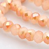 Half Rainbow Plated Faceted Rondelle Imitation Jade Glass Beads Strands GLAA-A024C-HR09-1