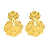 Fold Leaf 304 Stainless Steel Stud Earrings for Women EJEW-A117-01G-1