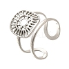 Square with Sun 304 Stainless Steel Open Cuff Rings for Women RJEW-M046-01P-2