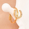 304 Stainless Steel Micro Pave Cubic Zirconia Cuff Open Rings RJEW-D336-01G-05-4
