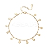 304 Stainless Steel Shell Shape Tassle Paperclip Chain Anklets AJEW-AN00751-1