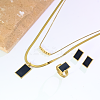 Stainless Steel Plastic Rectangle Earrings & Double-layer Necklaces & Rings Sets for Women UQ8925-4