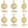 6Pcs Rack Plating Brass Micro Pave Cubic Zirconia Pendants KK-BBC0020-64-5
