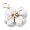 Natural Howlite Clover Pendants PALLOY-JF03180-01-3