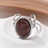 Oval Natural Carnelian Finger Rings RJEW-M062-02P-04-4