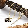 Brass Micro Pave Clear Cubic Zirconia Black Leopard Print Heart Pendant Necklaces for Women NJEW-M079-02G-3