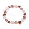 Natural Strawberry Quartz & Madagascar Rose Quartz & Red Jasper Beads Stretch Bracelets for Women BJEW-JB13187-2