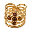 Cross Natural Tiger Eye Finger Rings RJEW-Q822-41G-02-2