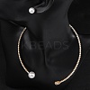 Round Plastic Imitation Pearl Stud Earrings & Rectangle Cubic Zirconia Rhinestone Cuff Choker Necklaces Sets SJEW-U003-06G-2