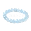 Natural Aquamarine Round Bead Stretch Bracelets for Men Women BJEW-U034-01A-04-4